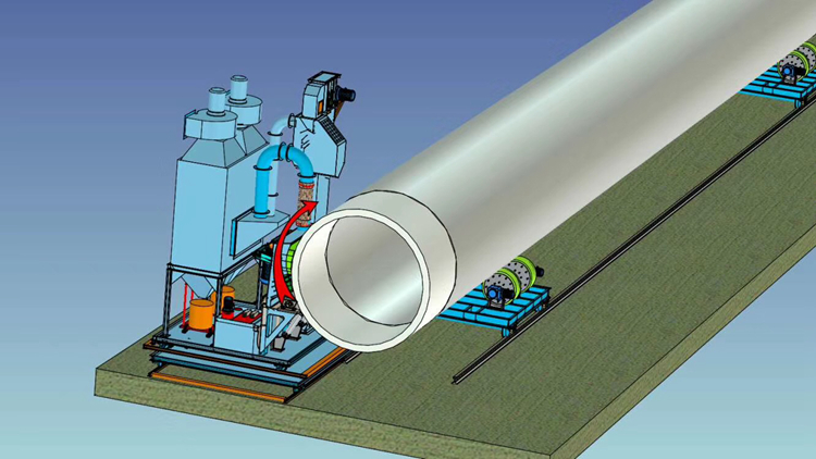 钢管外壁抛丸机示意图