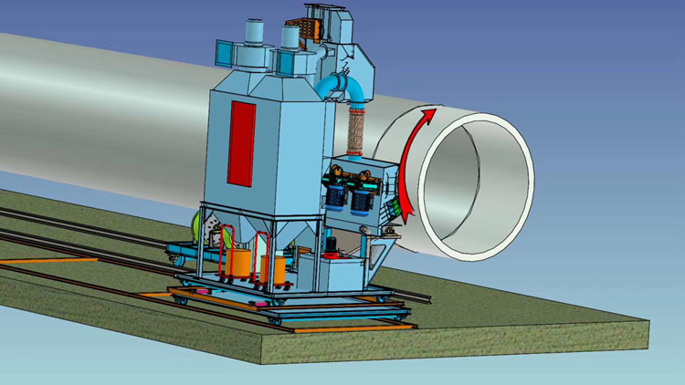 钢管外壁抛丸机示意图